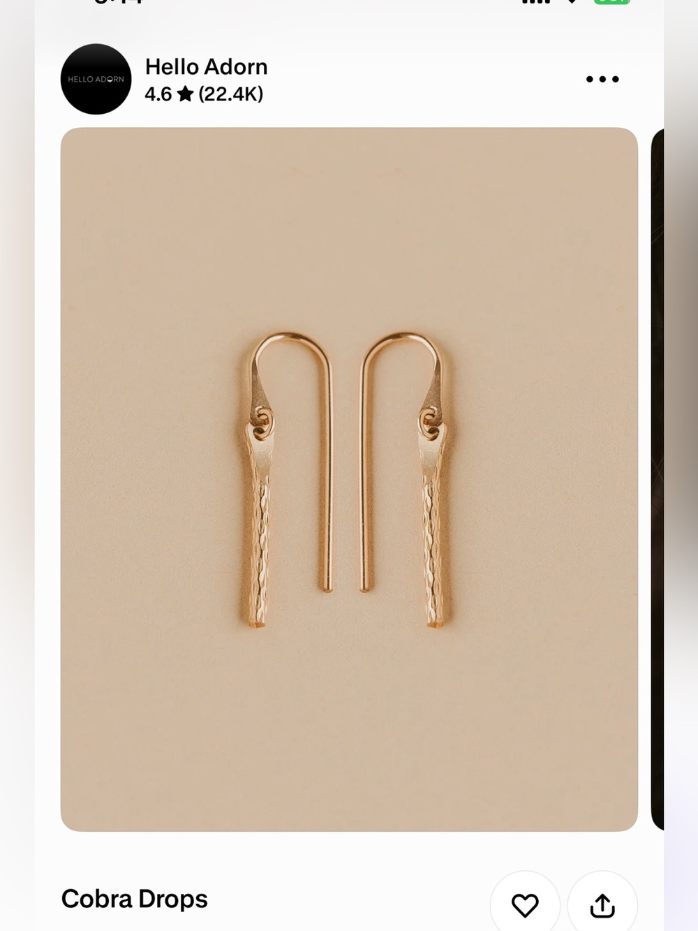 Gold Cobra Drop Earrings NWT